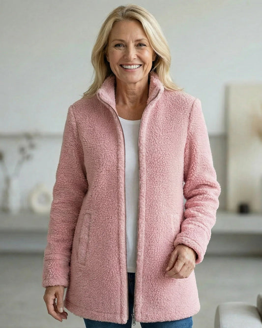 Leah | Full-Zip Lambswool-Feel Stand Collar Jacket